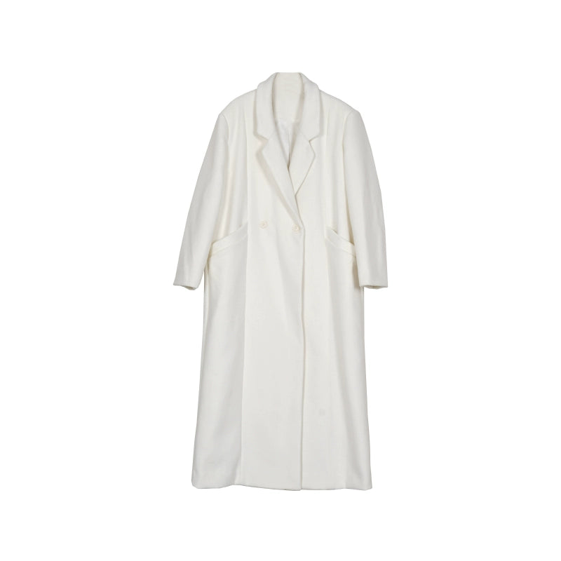 Winter White Wool Warm Long Coat