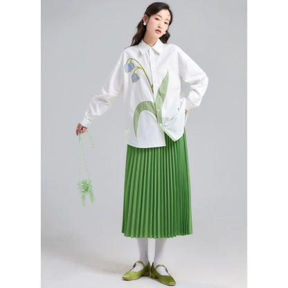 Ear UARE Embroidered Cotton Autumn Shirt