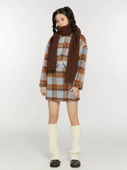 Brushed Plaid Woolen Set