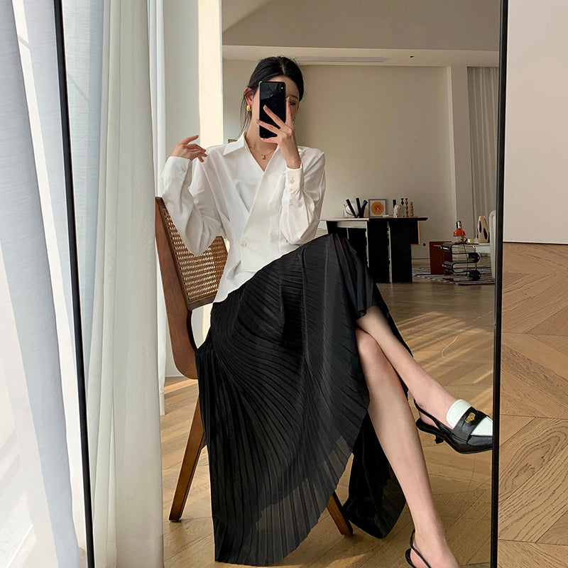 Black Pleated Hepburn Skirt