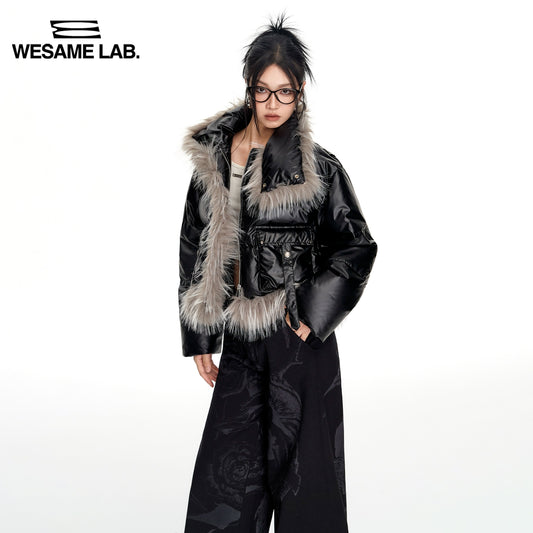Eco-Friendly Leather Warm Lightweight Fur Pocket Down Coat