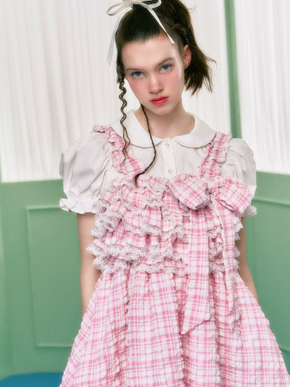 Pink Plaid Tank Top Skirt