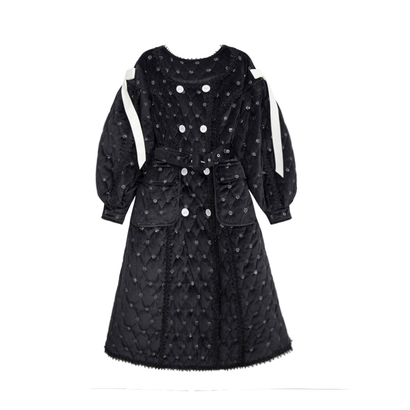 Black Long Sleeve Cotton Coat