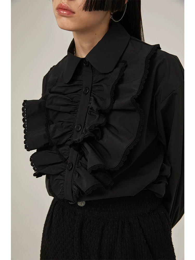 Runcati Shirt Ruffle Pure Cotton Ruffle - Versatile Shirt with a ruffle design that brings ...