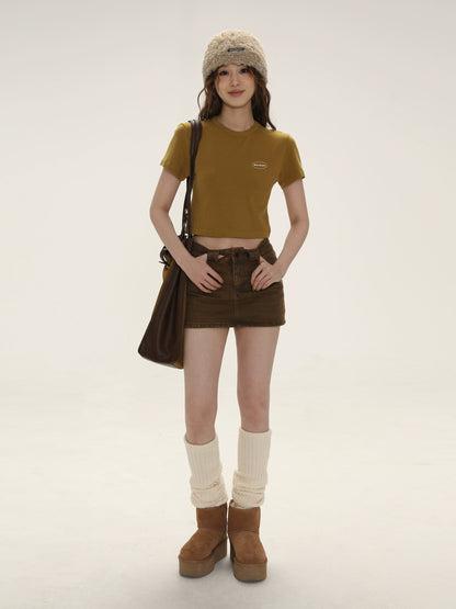 Coffee Denim Anti Glare Skirt
