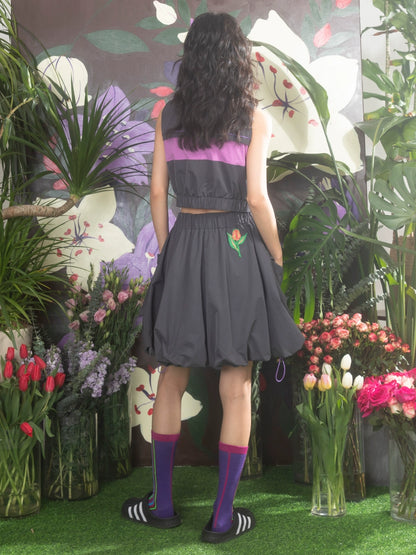 Tulip Contrast: Tank Top & Flower Bud Skirt Set