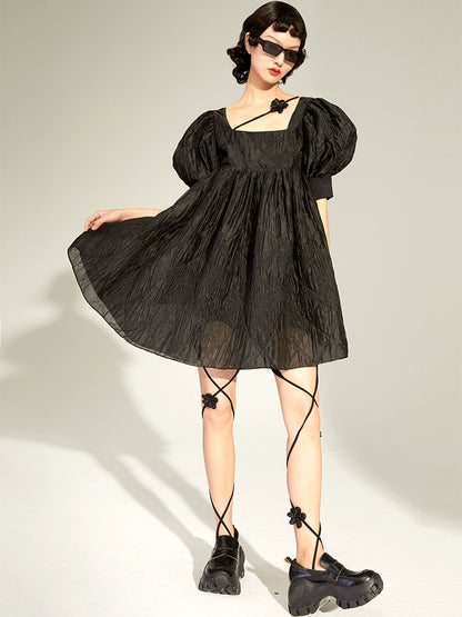 Jacquard Bubble Sleeve - First Love Dress