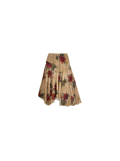 Rose Print A-Line Skirt