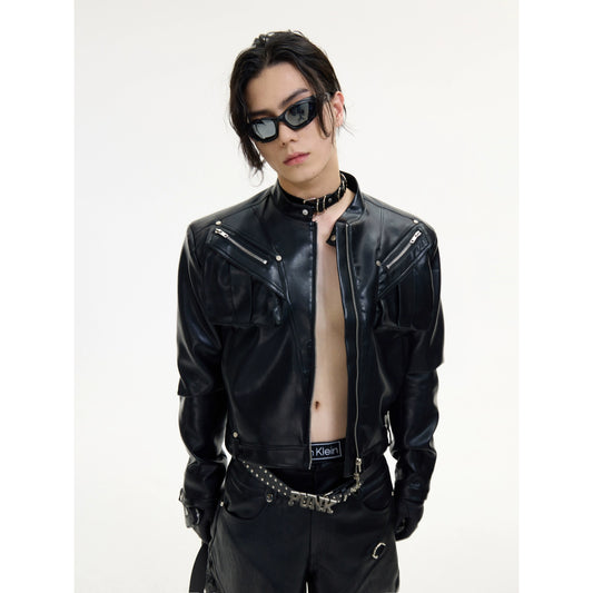 Metal Zipper - Short Motorcycle Jacket