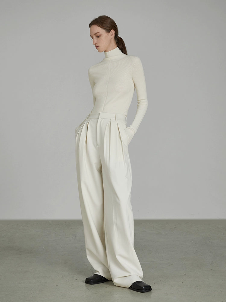 White Wide Leg Suit Pants