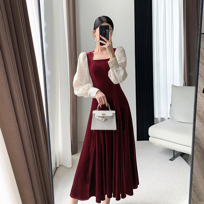 Velvet Red Hepburn Dress