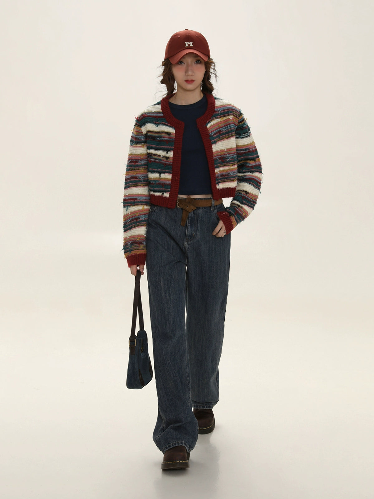 Striped Contrast Knit Cardigan