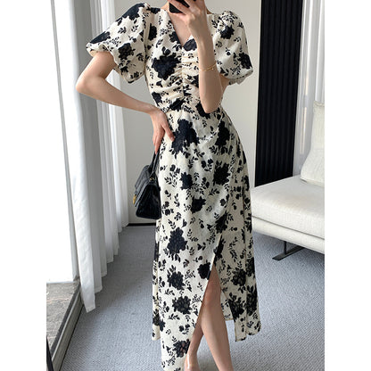 Floral V-Neck Long Skirt