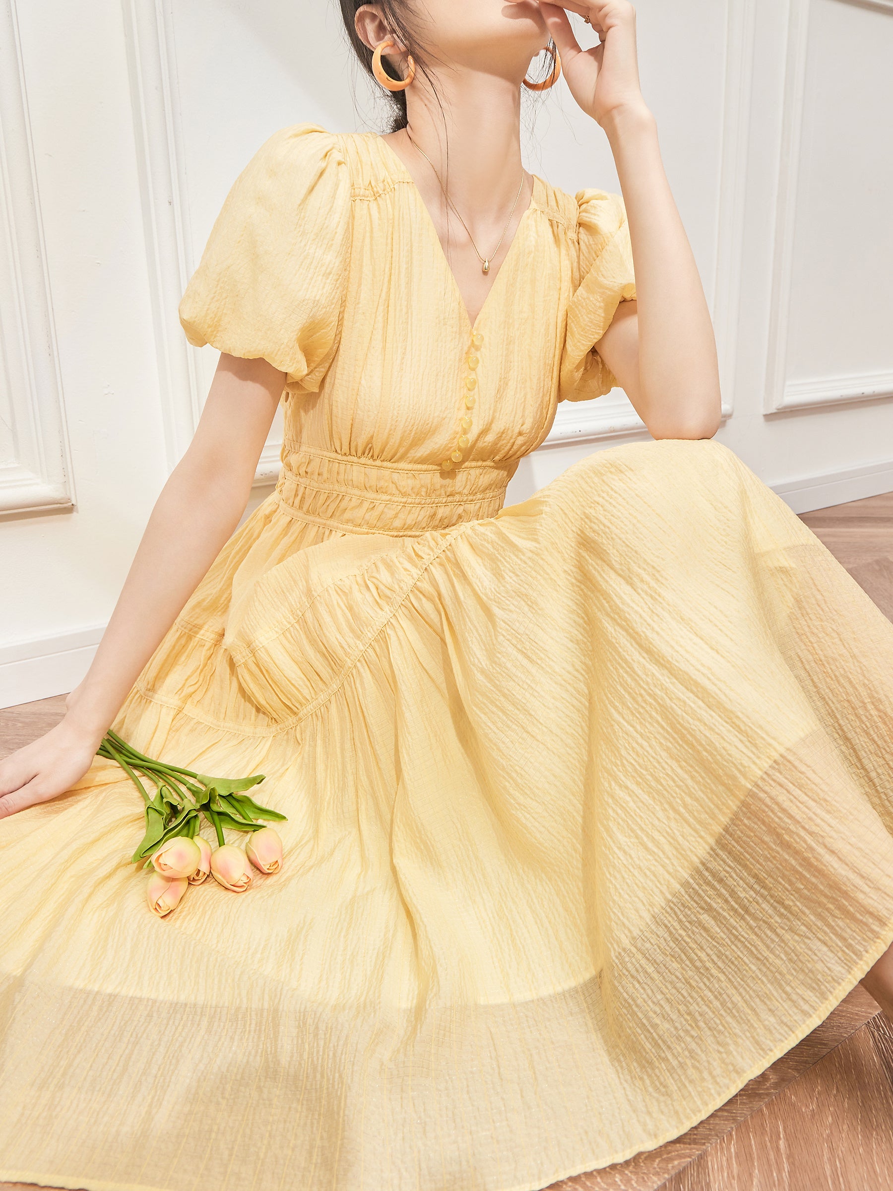 Yellow French Princess Bubble Dress