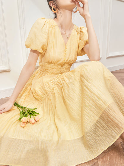 Yellow French Princess Bubble Dress