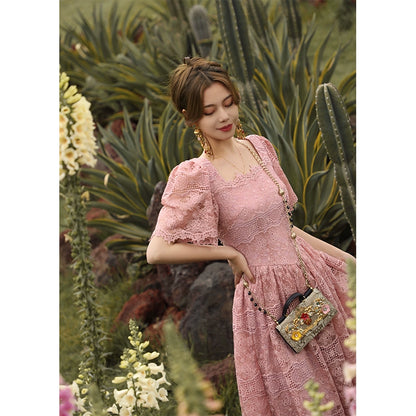 Mi Xiang Pink Lace Fairy Dress