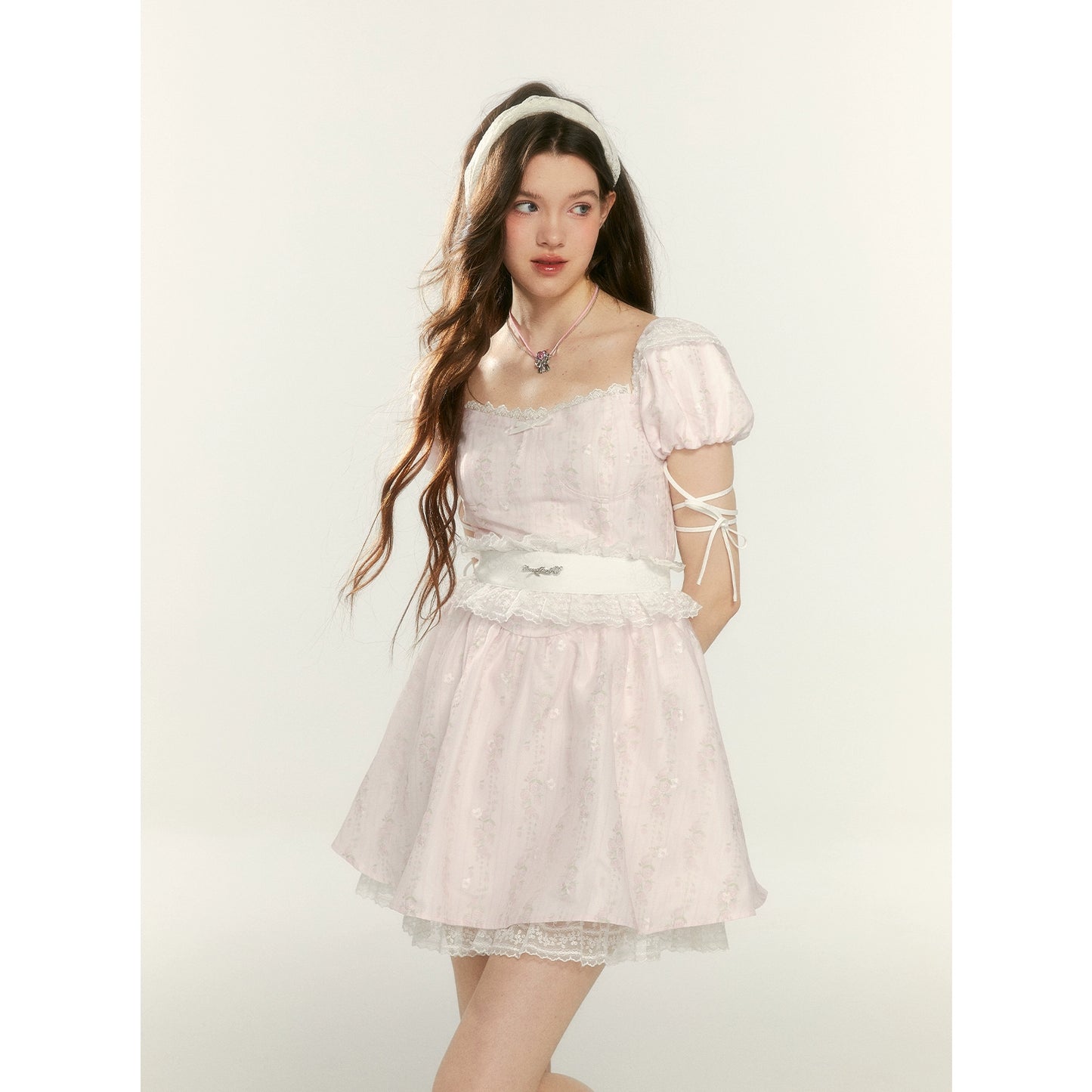 Pink Bubble Sleeve Princess Dress