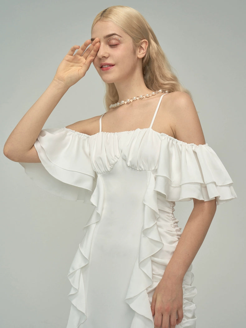 Vestido de hadas de volante blanco