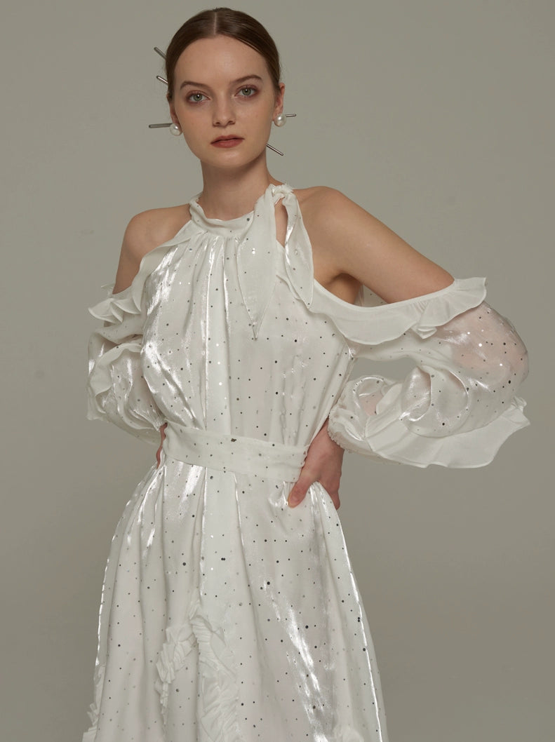 Robe de fée à paillettes blanches