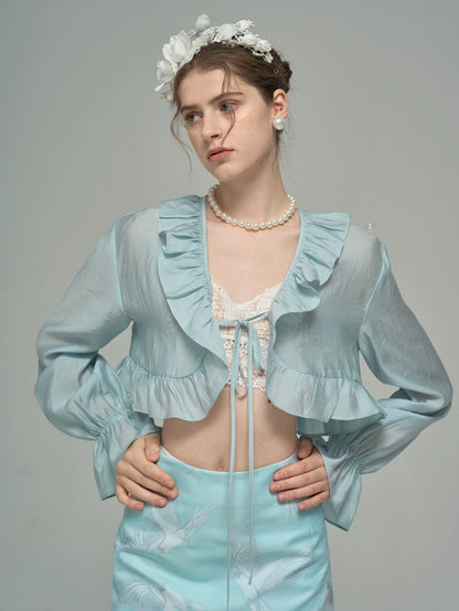 Blue Silk Sunscreen Top