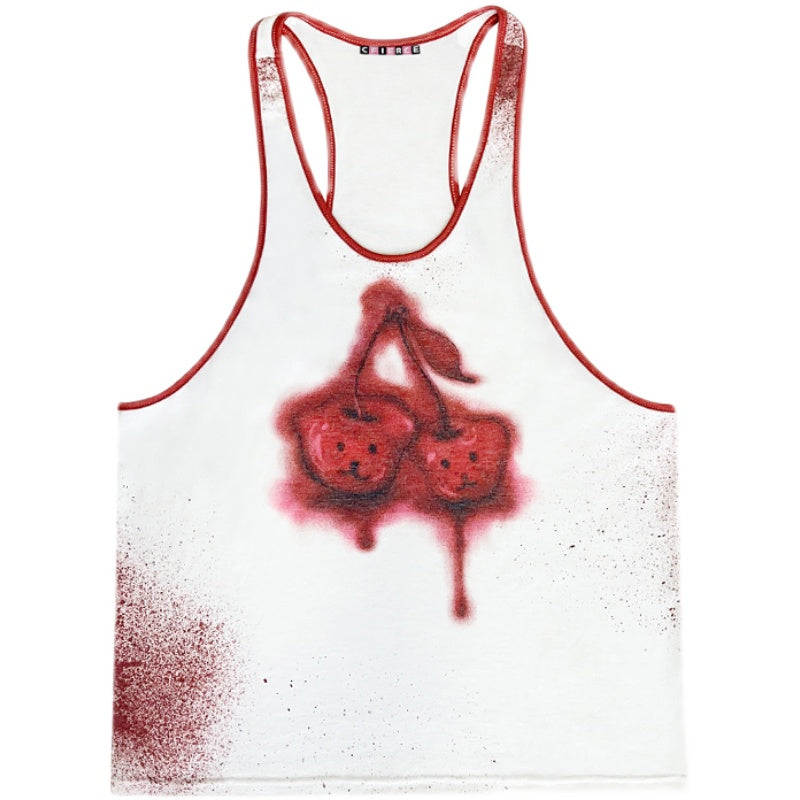 Little Bear Cherry Print Tank Top