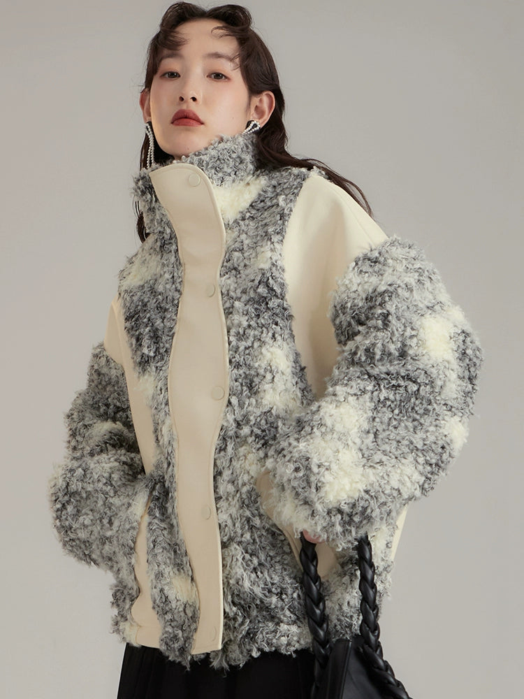 Ink and Salt Lamb Fur PU Jacket