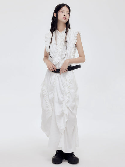 Yuan Pleated Ruffles Long Dress