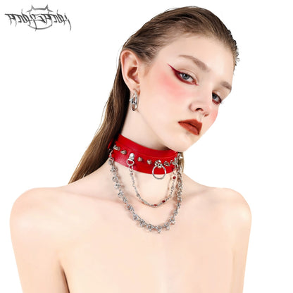 Rivet Rock PU Leather Necklace