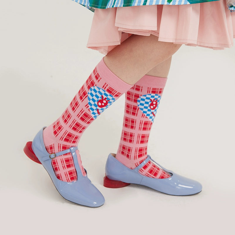 Pink Love Checkered Socks