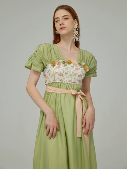 Robe à nœud papillon en dentelle verte