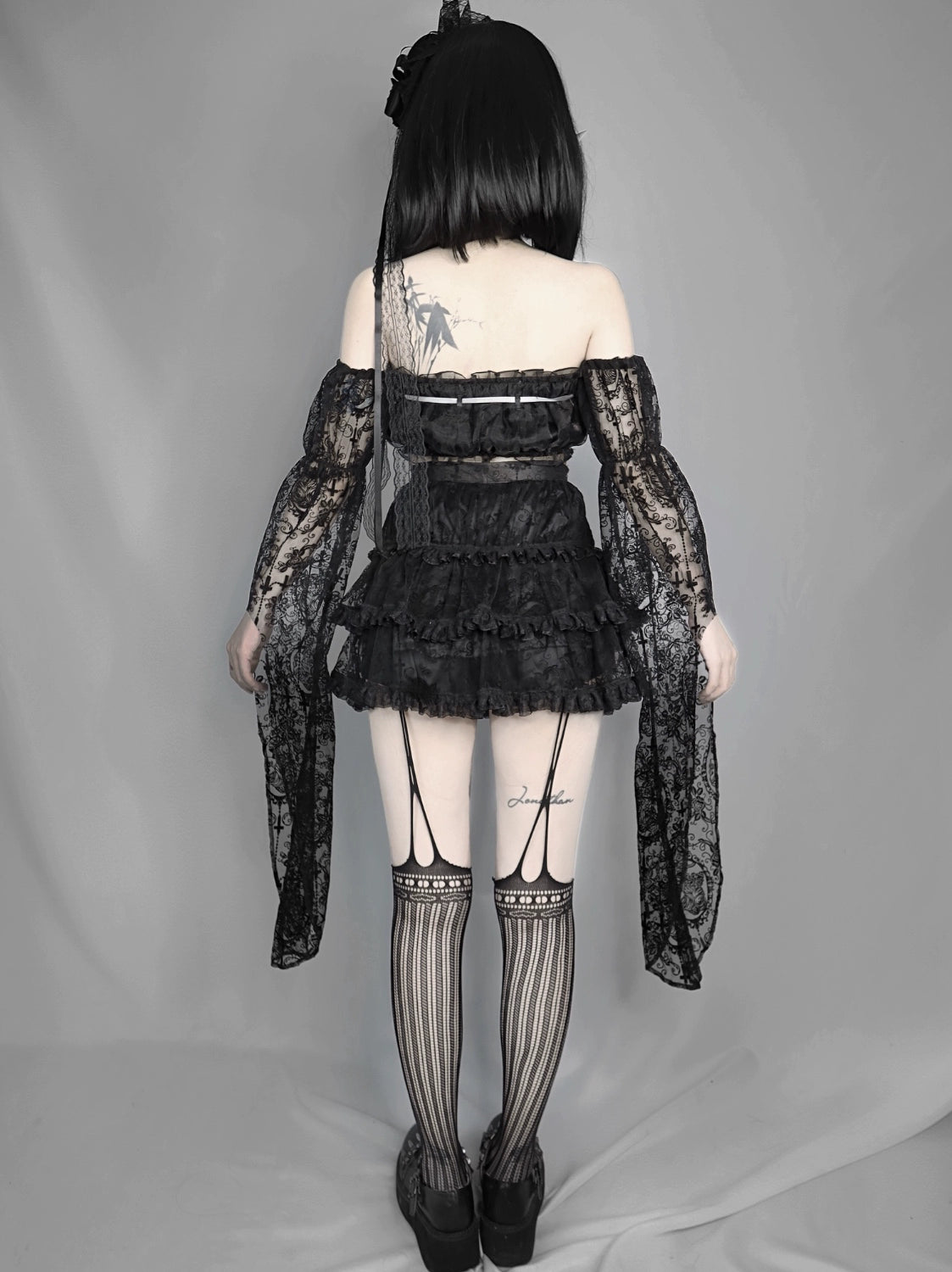 Gothic Mesh Skirt Set