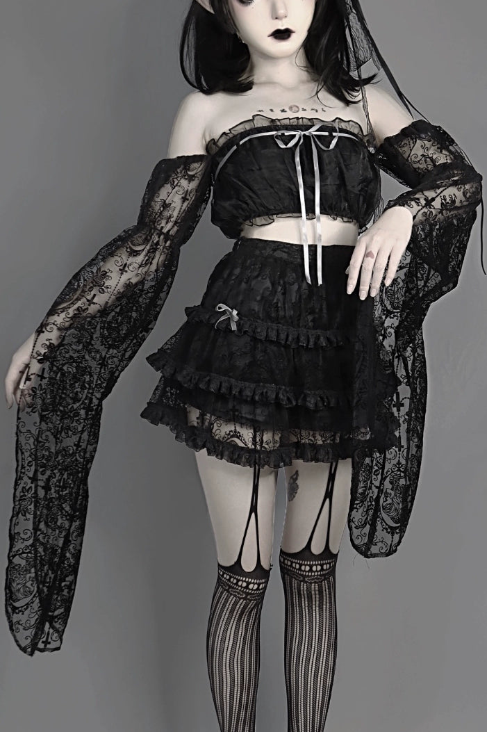 Gothic Mesh Skirt Set