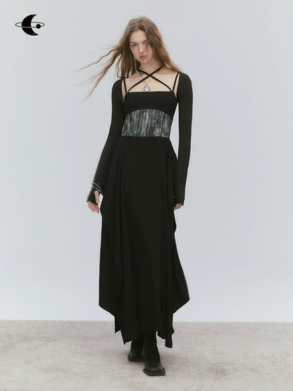 Halo Dye Pleated Suspender Skirt