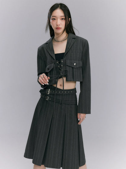 String Work - Casual Fashion Black Suit Coat