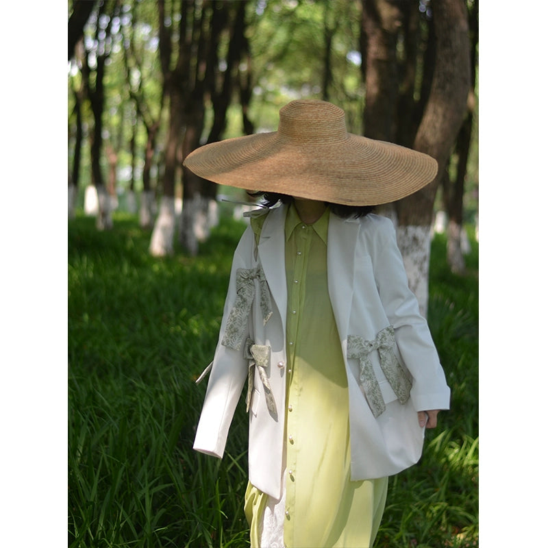 "Agrupación de la corbata de lazo blanco para el nuevo temperamento suelto del otoño de otoño femenino traje informal