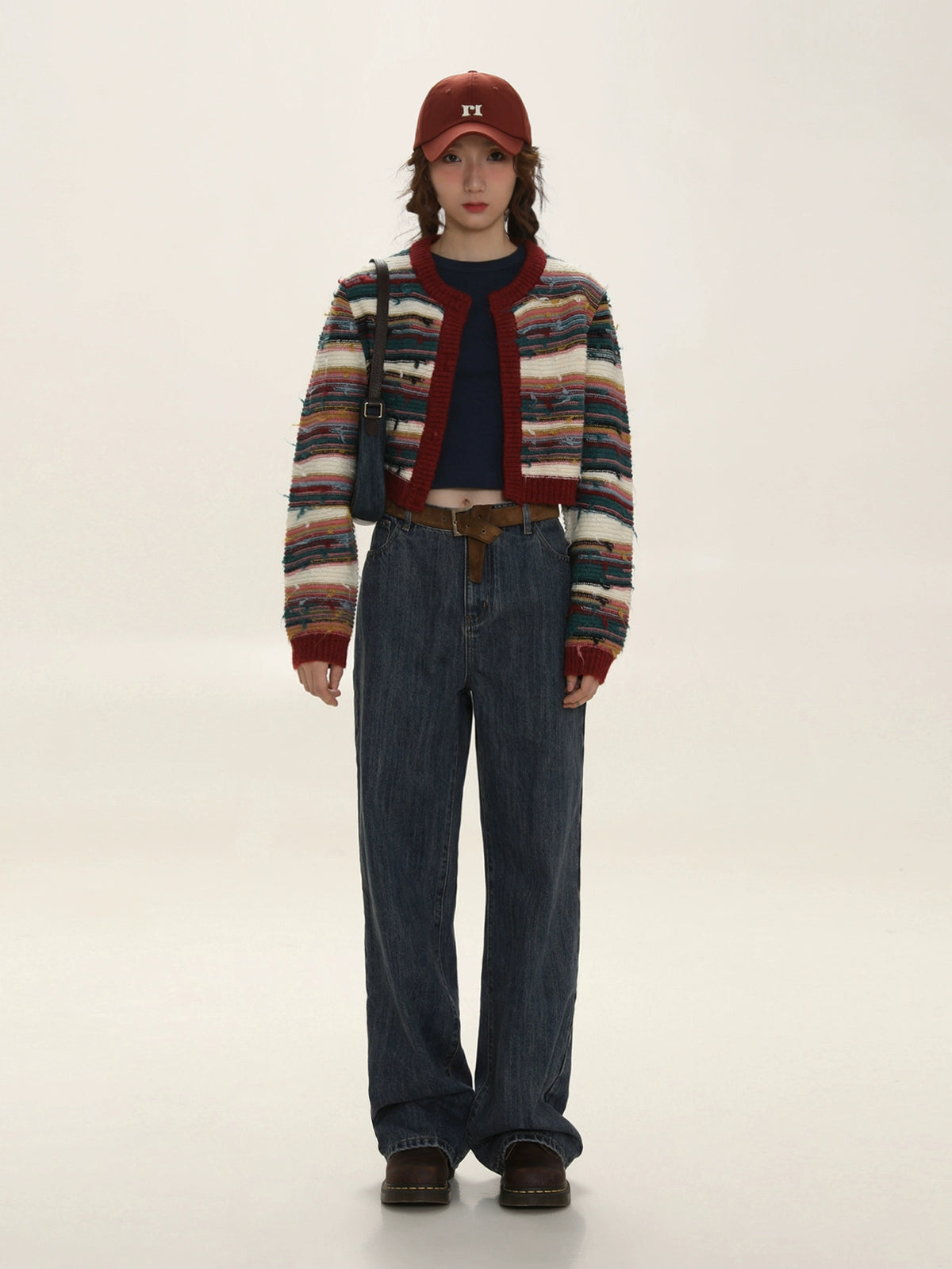 Striped Contrast Knit Cardigan