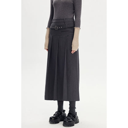 Double Waist Head - High Waist Pleated Skirt