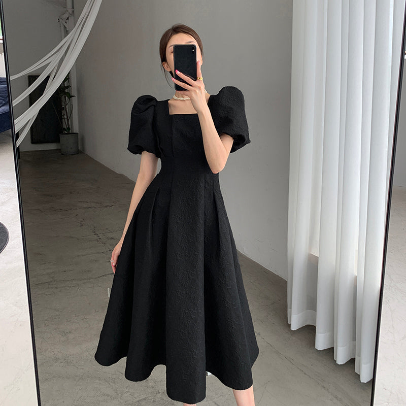 Black Bubble Sleeve Dress