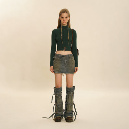 Standing Neck Pit Stripe Shirt