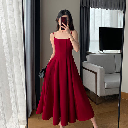 High-end Red Strap Dress - Summer