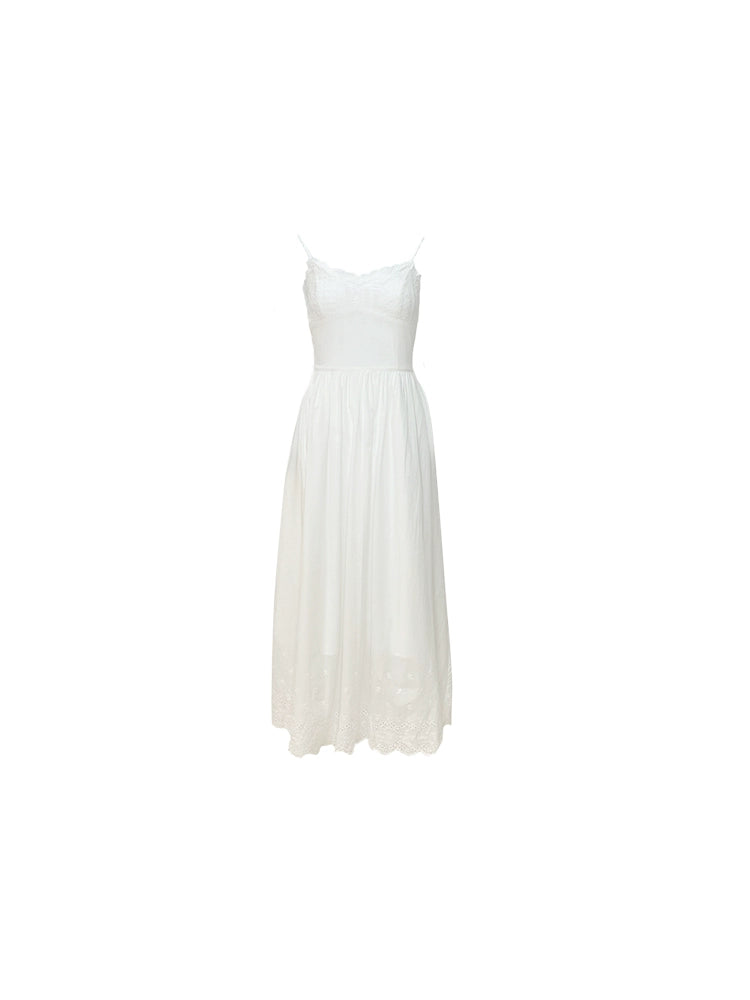 White V-Neck Dress: Summer's Embroidered Elegance
