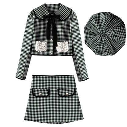 Green Plaid Two-Piece Set