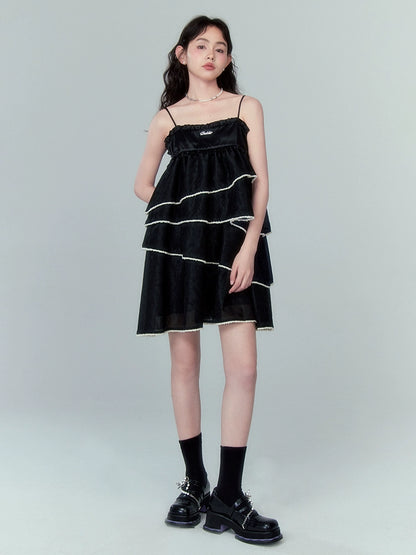 Pearl Suspender - Cake Jacquard Dress