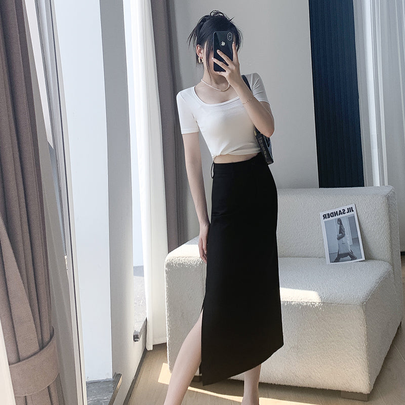 Split Black Suit Skirt 'Summer