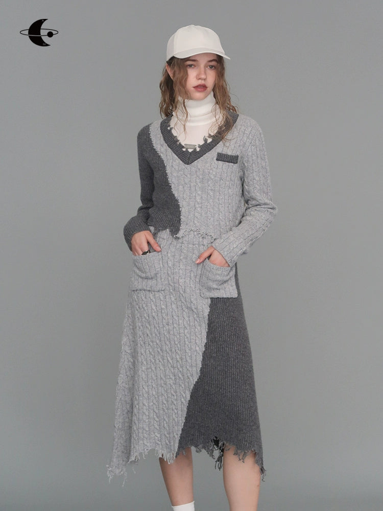 Twisted Weaving Contrast Sweater