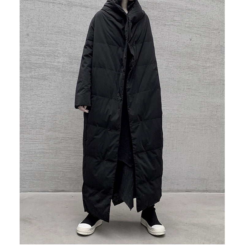 Dark Hooded Mid-Length Jacket