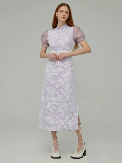 Robe d'épissage violet Qipao