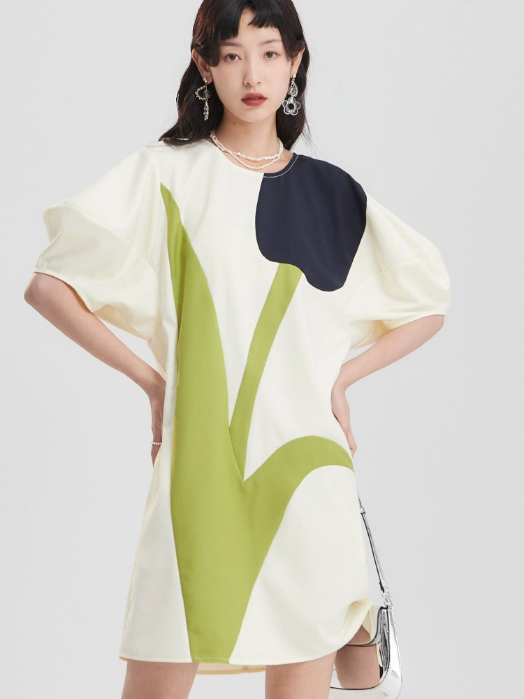 Tulip Bubble Sleeve Dress -One -piece dress featuring trendy design and  gorgeous tulip bubble sleeve  Serendute