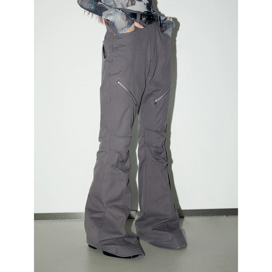 Micro Flared - Pleated Denim Workwear Pants