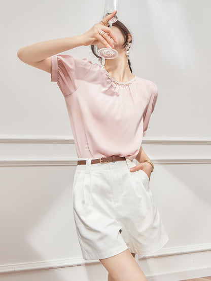 Pink Short Sleeve French Top